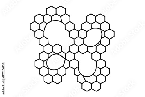Organic smoothly molecular loop inspired hexagonal bending motion illustration pattern hexagons vector