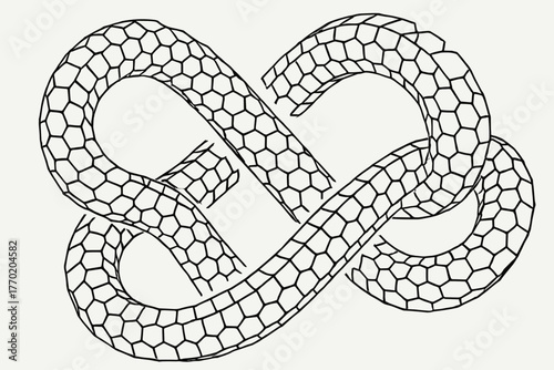 Futuristic along vector endless pattern forming arranged hexagonal hexagon curved tiles illustration