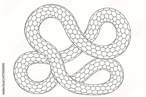 Vector illustration mathematical soft blending curving organic loops art geometry hexaloop spatial