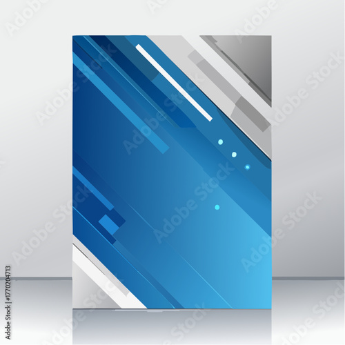 Blue Silver Geometric Business Flyer Vector