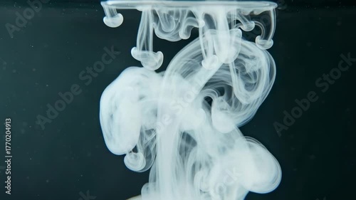 White Ink Swirling in Dark Water Creating Artistic Fluid Motion