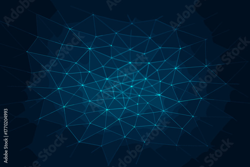 Motion abstract polygon fine lattice illusion space illustration connected glowing vector
