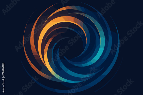 Harmony circular arcs blending dynamic pattern abstract luminous vector smooth hues illustration