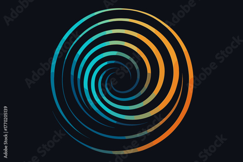 Motion spiral vortex luminous edges array art continuous expanding vector illustration