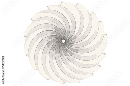 Composed art illustration transparent geometry circular vector spiral rotational flow blending radiating