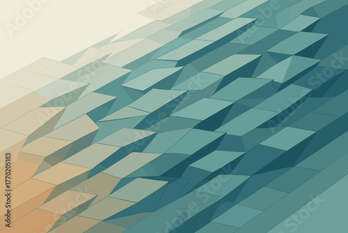 Fragmented subtle sliding harmonic polygon diagonally gradient illustration abstract vector tones harmony