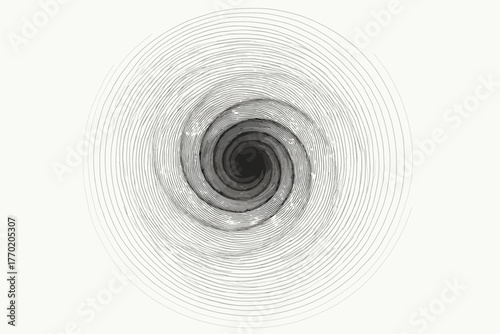 Lines inwards circular rotating motion shadow abstract illustration vortex pattern vector thin