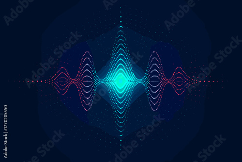 Illumination art spreading resonance waveform vector illustration dotwave dotted rhythmic gradients abstract
