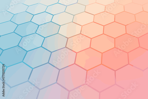 Movement suggesting illustration harmony simple flat hexagons network surface soft rendered hexagonal