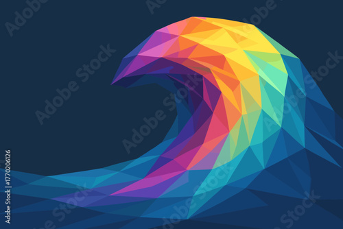 Polygons gradient luminous wave motion prismatic overlapping vector illustration tidal elegant pattern