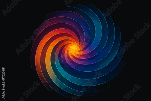 Vector motion that from geometry illustration rotating dynamic vibration layered spiral outward