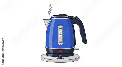 Blue Electric Kettle with Steam A Modern Kitchen Appliance for Boiling Water and Beverages