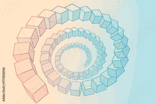 Vector gradients color structure outlines arranged array helix illustration twisted cubetwist