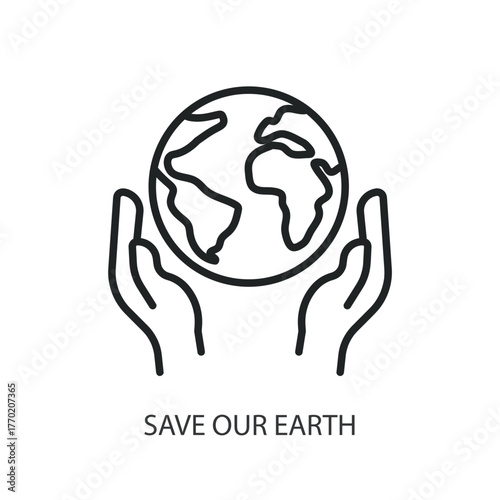 Save our earth thin line icons. Original vector illustration.