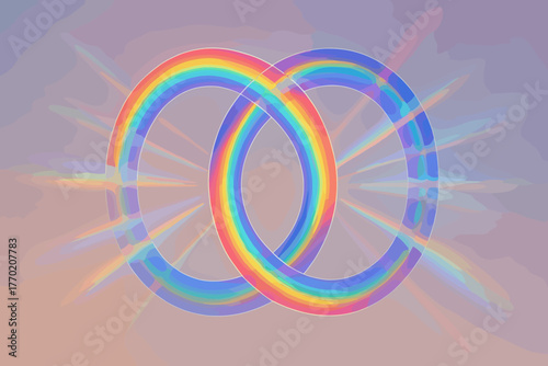 Background prism harmony bands interlocking soft circular prismatic vector refractions circle light
