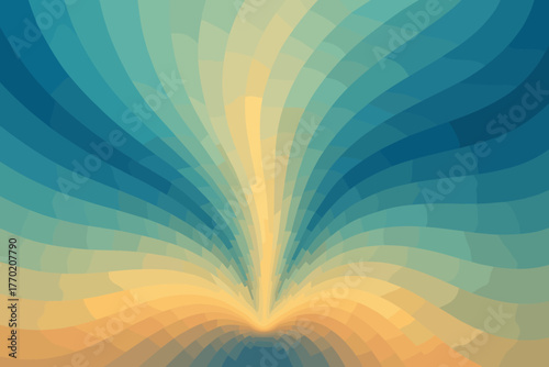Curved field illustration through vector outward layered patterns light tones radiant