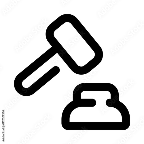 Judge Icon Hammer representing law, justice, court decisions, and legal authority