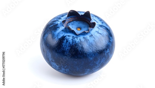 Single blueberry fruit on white background.
