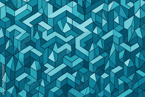 Arranged polygons geometry seamless maze across full crystal vector illustration tiling pathways