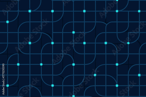 Grid forming quantum modular pattern illustration illumination vector glowing nodes lines interconnected