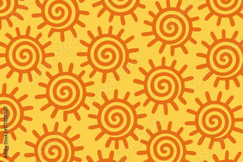 Arranged sun circular abstract vector repetition across spiral illustration motif solar
