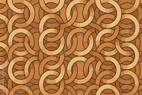 Circular abstract overlapping network sophisticated illustration bronze evoking interlocking vector seamlessly