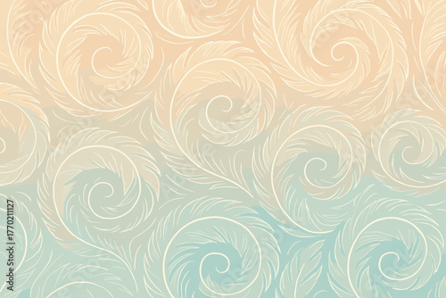 Airy feather vector loop elegance smooth outlines highlights delicate curving illustration rhythm