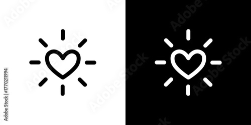 強調ハート・輝くハートのアイコン