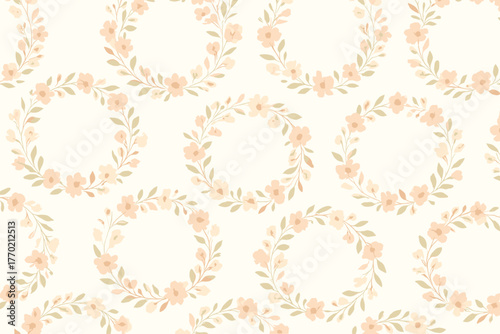 Illustration vector pattern elegant soft repeating pastel blossoms tones wreath floral
