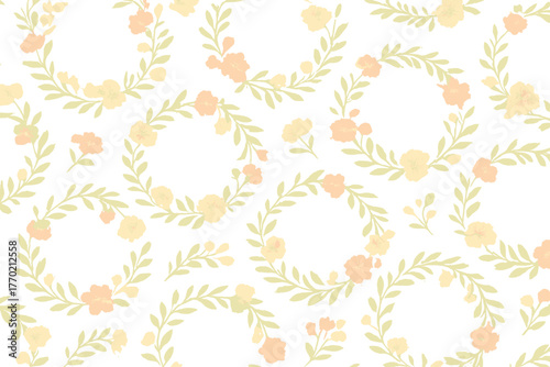 Vector continuous composed floral calm diagonally fine botanical repetition wreaths illustration elegant