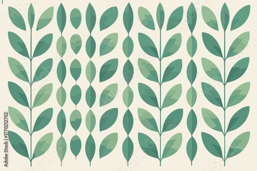 Alternating leaves vector long grid tactile leaf clean illustration evenly design smoothness