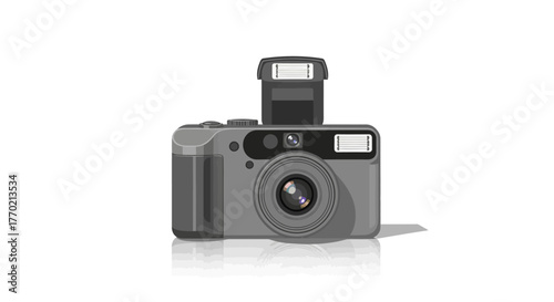 Modern compact digital camera with extended flash, ready to capture high-quality photographs and cherished memories with ease and precision