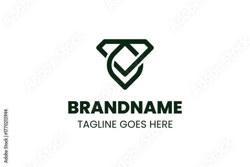 Diamond Love Simple Line Logo, symbolizing elegance, purity, and love