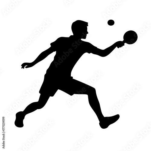 Table tennis player silhouette vector illustration