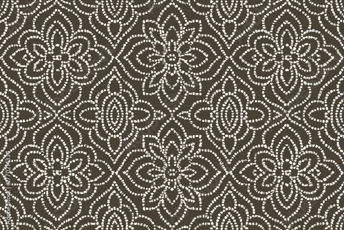 Intricate floral lacework symmetric round illustration dotted geometry vector resembling lace shapes