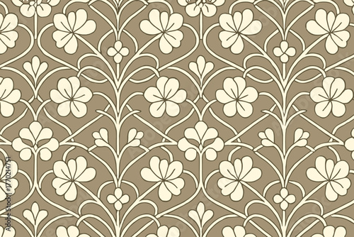 Symmetrical abstract botanical illustration ornamental stems floralmesh intricate geometry vector seamless connected