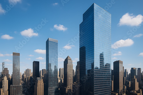 City skyline background glass high-rise building. 