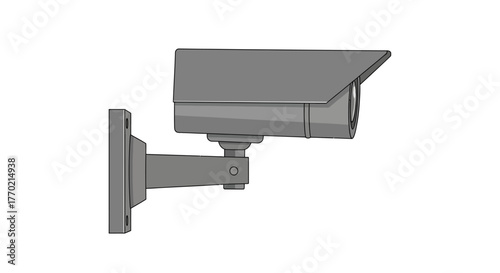 Wall-mounted grey security camera icon for video surveillance and safety monitoring, isolated on a white background