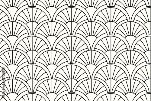 Continuous tile sequence shell illustration vector featuring pattern abstract outlines organized