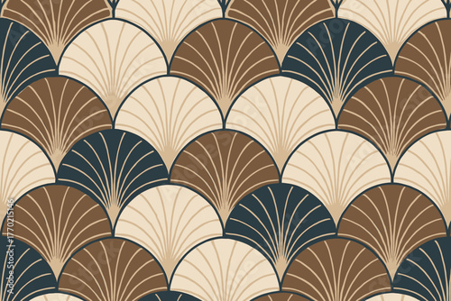 Shell overlapping background symmetrically elegant fans vector featuring scallop illustration pattern create