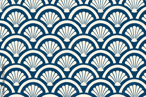 Shells shell repetition curved timeless pattern seamless combining illustration vector create scallop