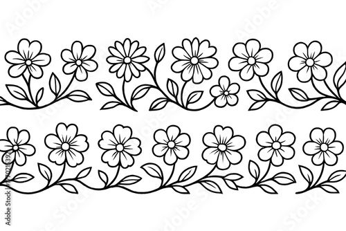 Stripe seamless arrangement forming illustration subtle stems connected linear floral vector decorative
