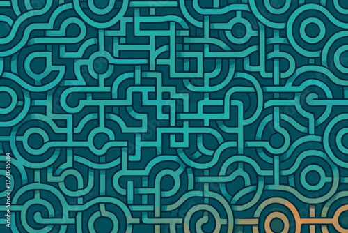 Fluid maze complex rings illustration network circular rhythm pattern intertwined vector
