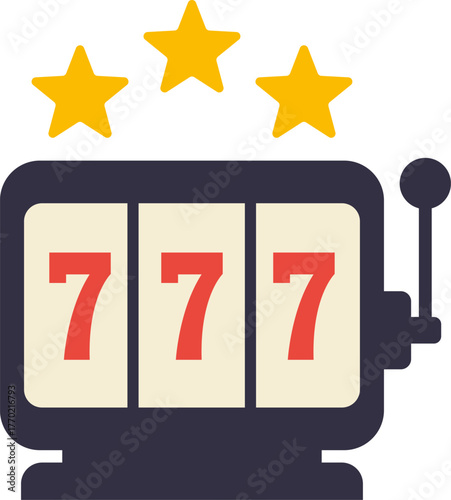 Casino jackpot Slot machine. Jackpot poker 777 slot machine icons. Gambling fortune vector concept. Illustration of game machine, gaming casino, one arm bandit. Lucky icons set.