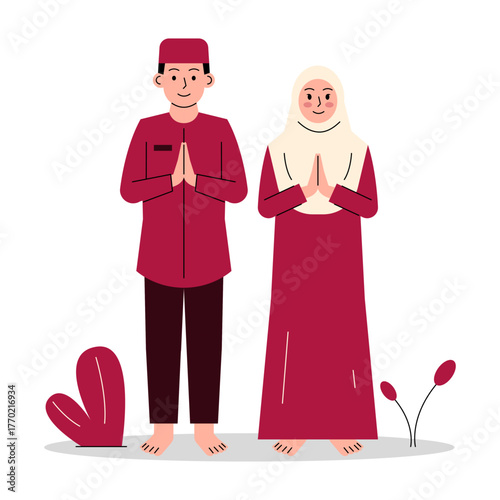 Islamic prayer hands pose vector illustration devotional spirituality cultural symbol