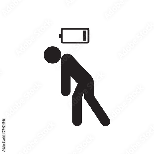 Tired person icon vector template, Fatigue sign symbol