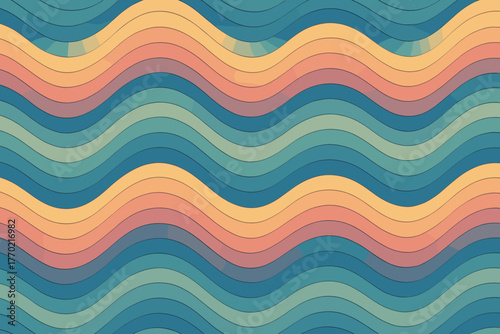Calm hues flowing overlapping vector layers gradient stripes illustration stripe seamless