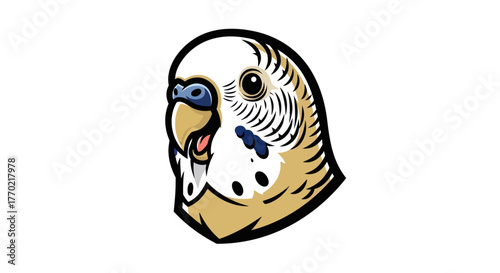 Close-up Illustration of a Budgerigars Head with Detailed Markings.