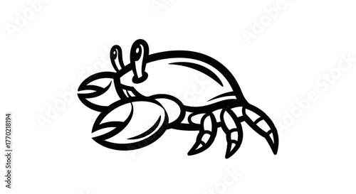 Crab Illustration - Black and White Line Art of a Crustacean.