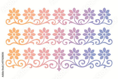 Vector patterns gradient illustration shapes ornamental horizontal soft arranged floral flower flow